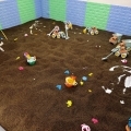 Sand pool and toy reading area
